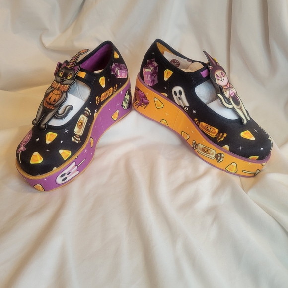 BNIB Hot chocolate chocolacitas Treat Or Kitten platform Mary Jane's 5 - Picture 14 of 15